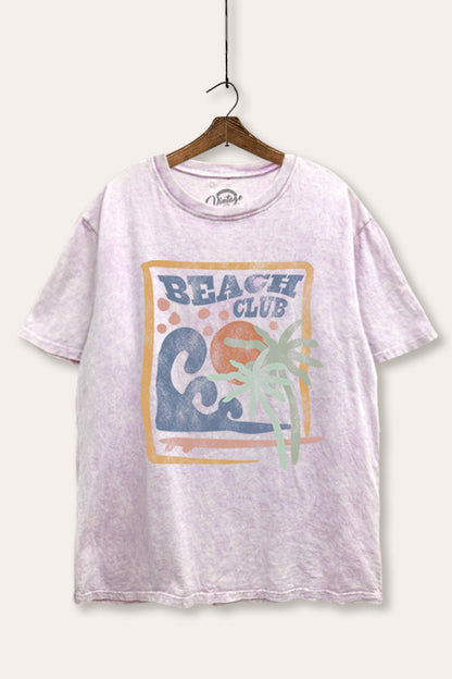 Beach Club Coastal Graphic Mineral Wash Boxy Tee