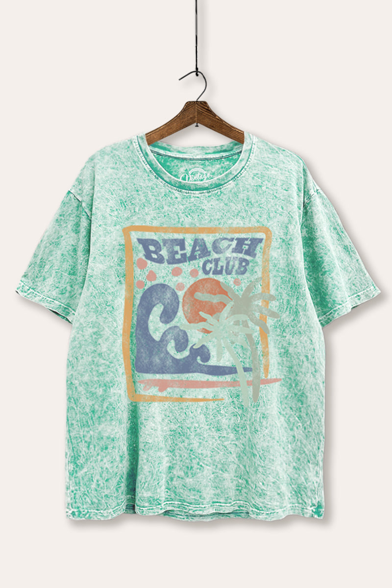 Beach Club Coastal Graphic Mineral Wash Boxy Tee