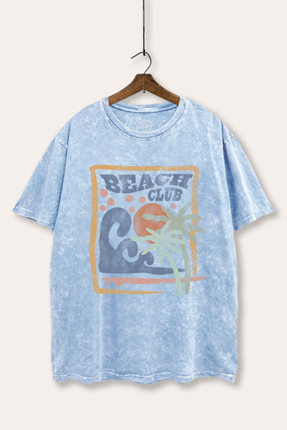 Beach Club Coastal Graphic Mineral Wash Boxy Tee