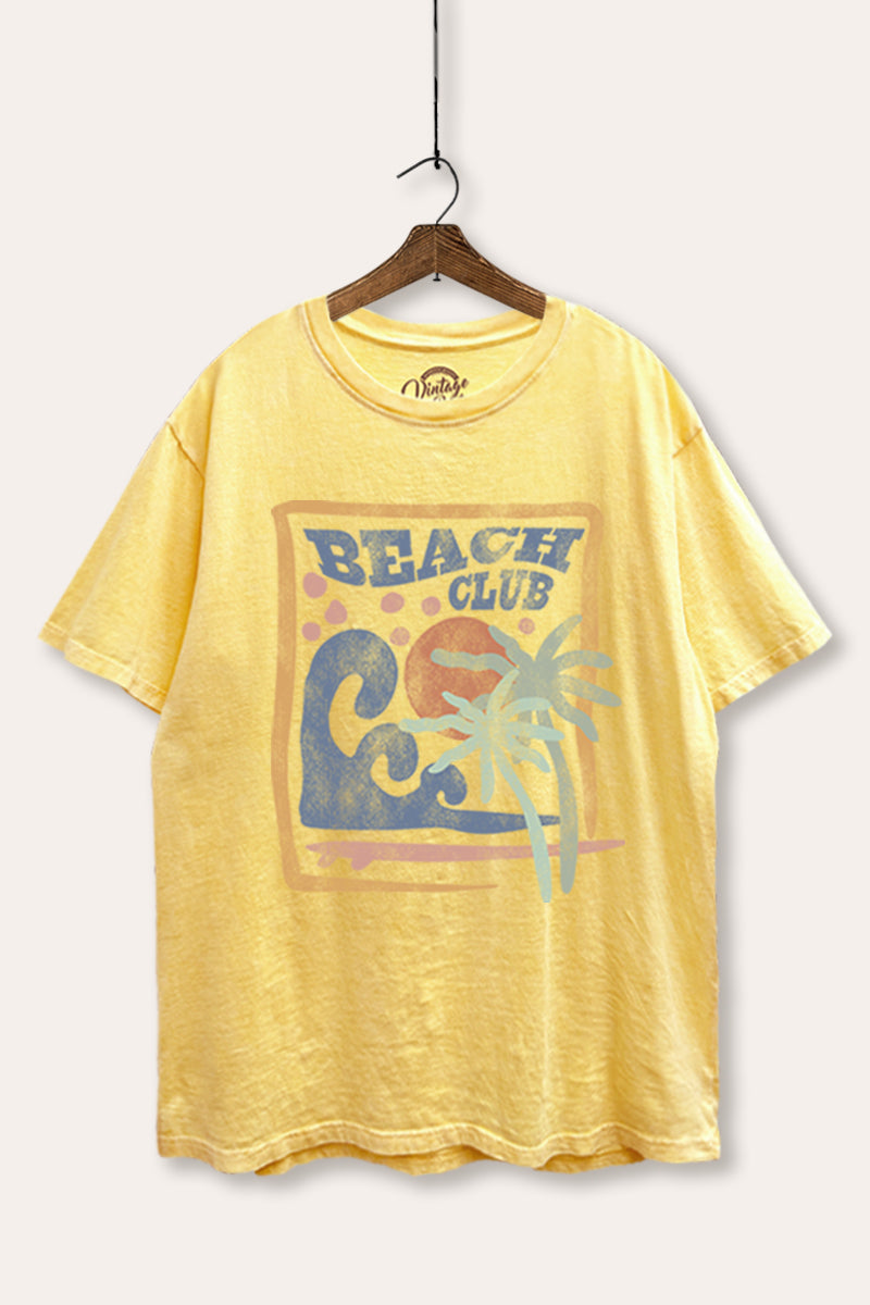 Beach Club Coastal Graphic Mineral Wash Boxy Tee