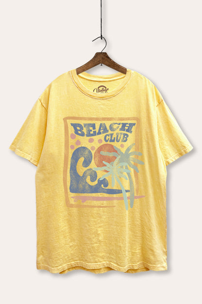Beach Club Coastal Graphic Mineral Wash Boxy Tee
