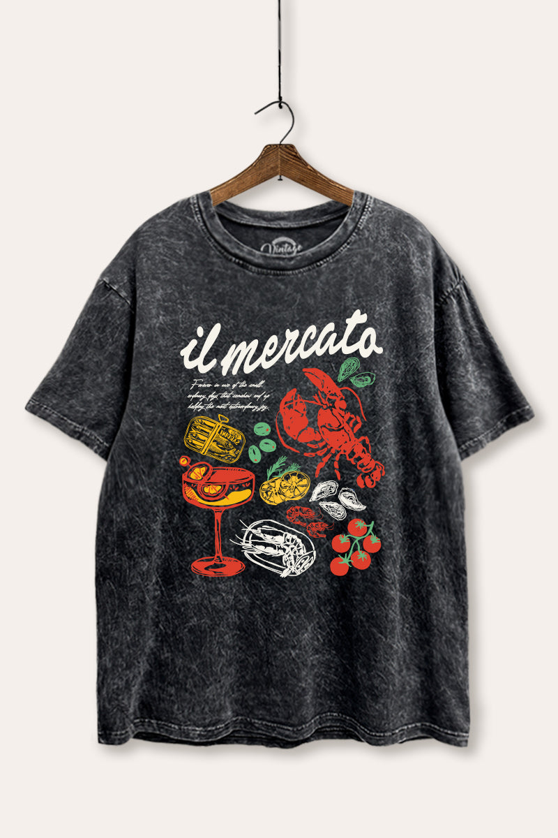 "il mercato market" graphic mineral wash boxy tee