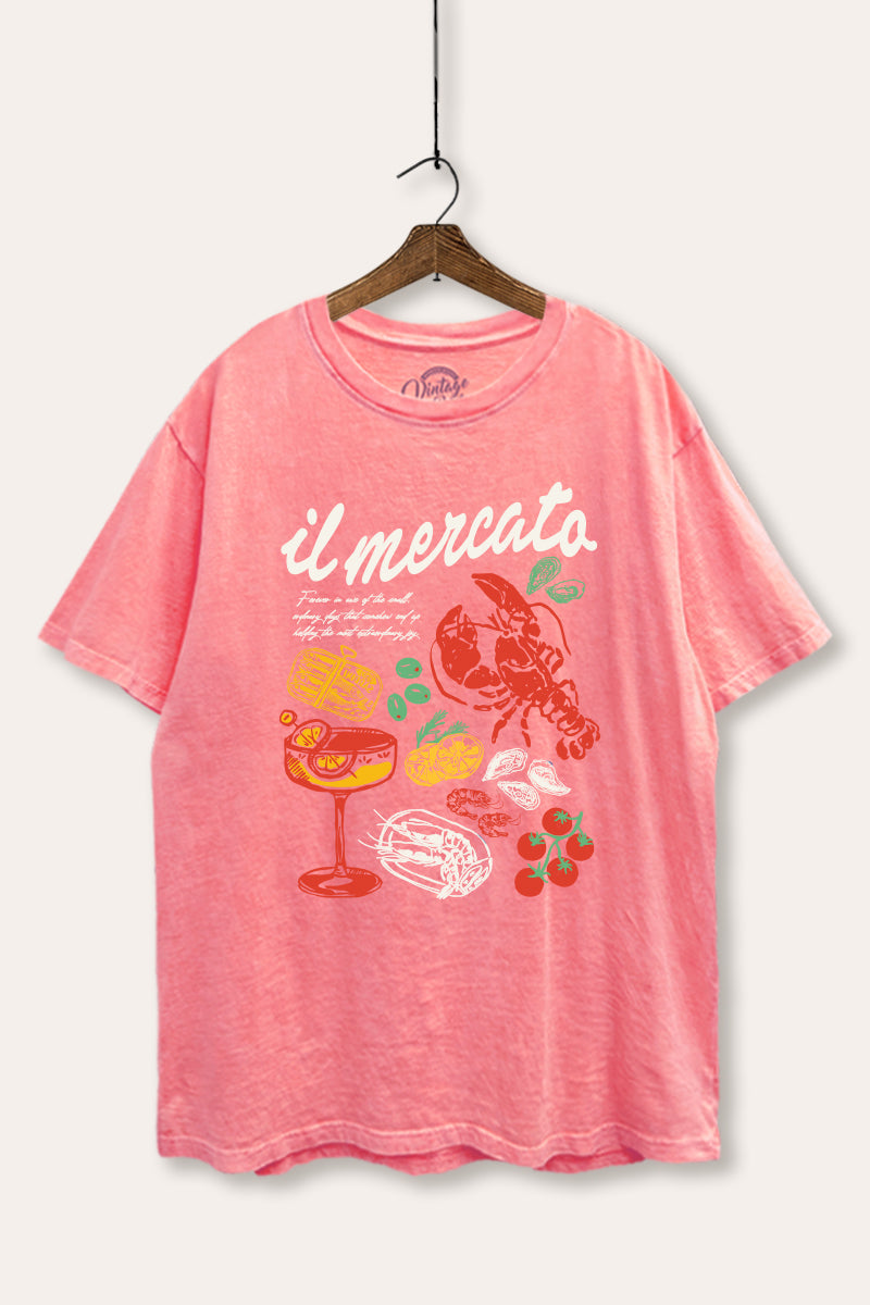 "il mercato market" graphic mineral wash boxy tee