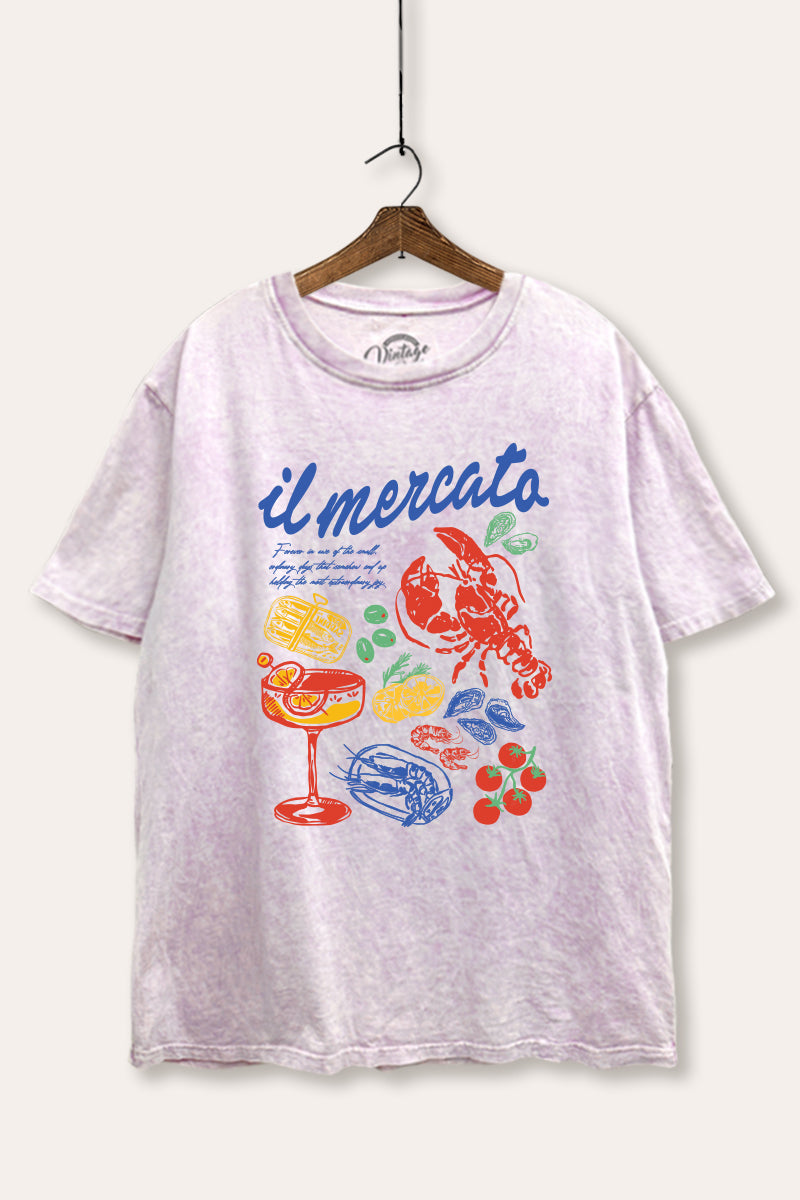 "il mercato market" graphic mineral wash boxy tee