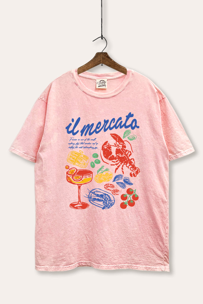 "il mercato market" graphic mineral wash boxy tee
