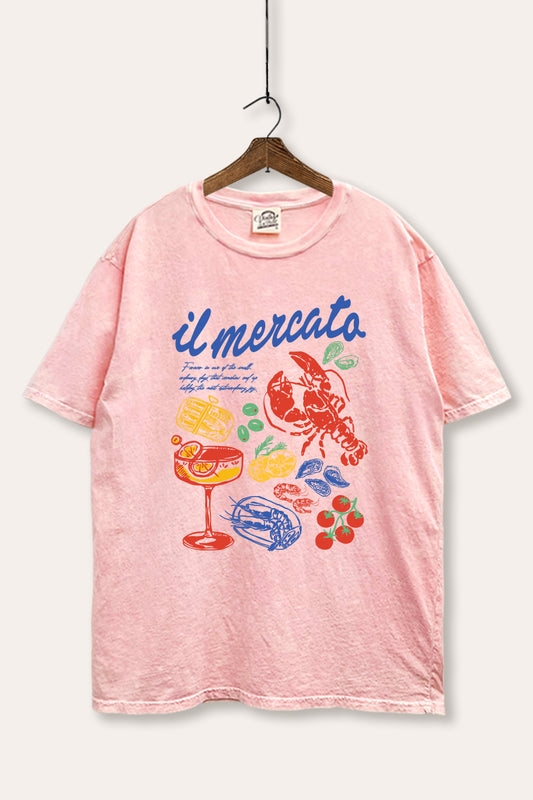 "il mercato market" graphic mineral wash boxy tee