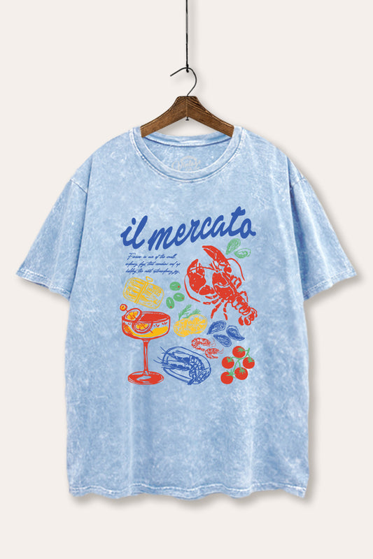 "il mercato market" graphic mineral wash boxy tee