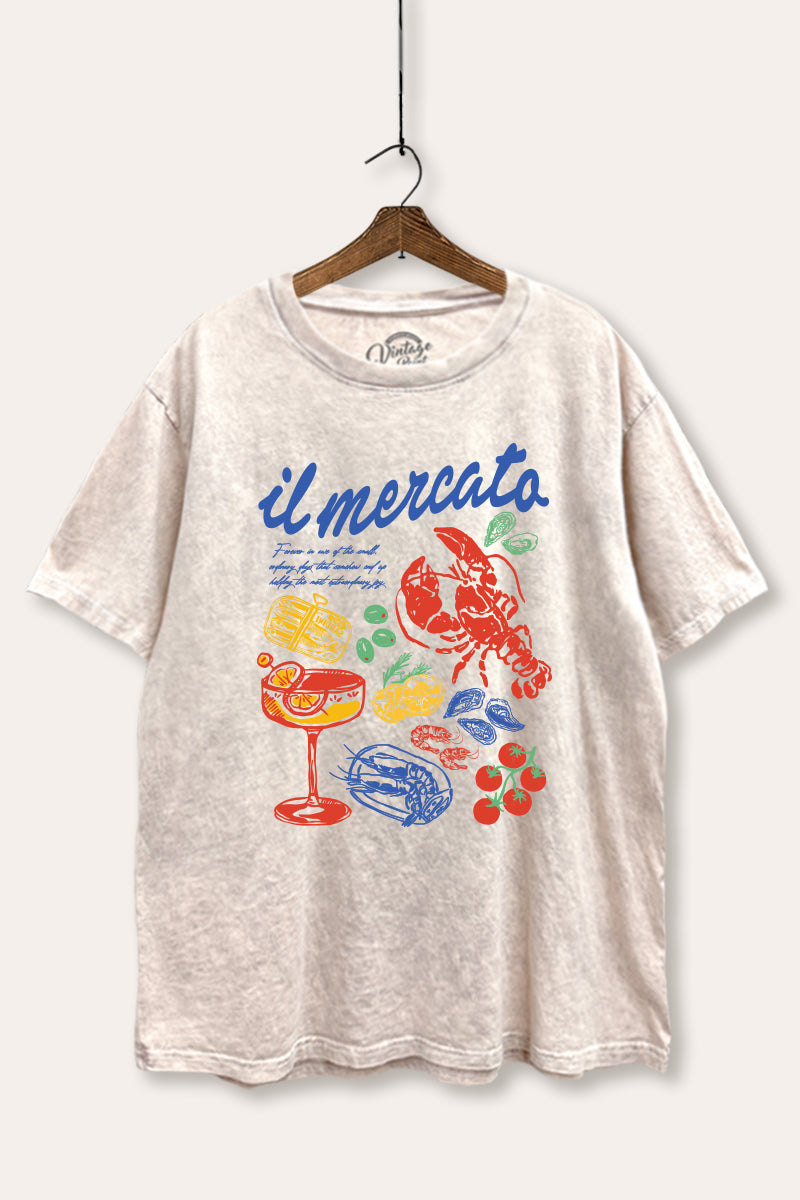 "il mercato market" graphic mineral wash boxy tee