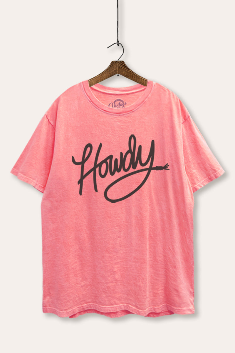 "howdy" graphic mineral wash boxy tee