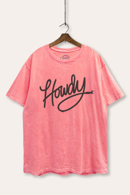 "howdy" graphic mineral wash boxy tee