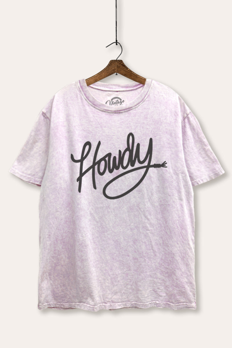 "howdy" graphic mineral wash boxy tee