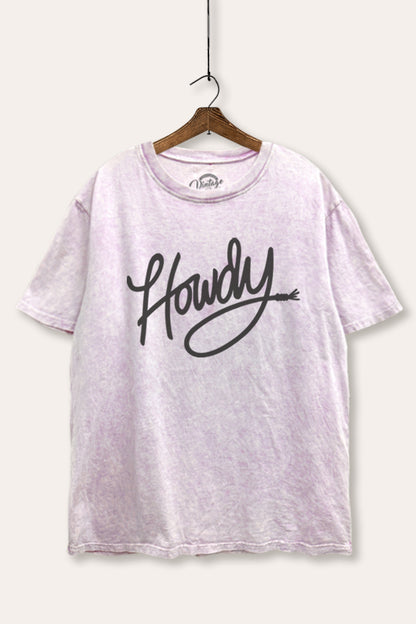"howdy" graphic mineral wash boxy tee