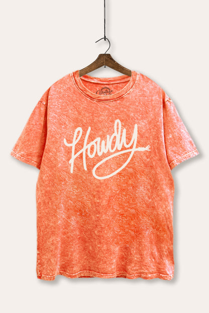 "howdy" graphic mineral wash boxy tee