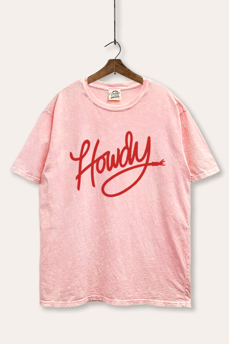 "howdy" graphic mineral wash boxy tee
