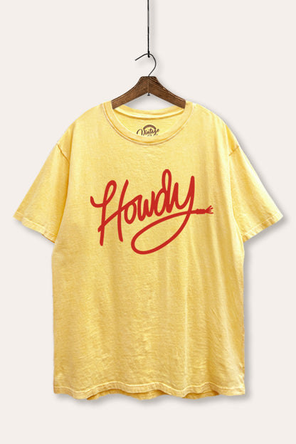 "howdy" graphic mineral wash boxy tee