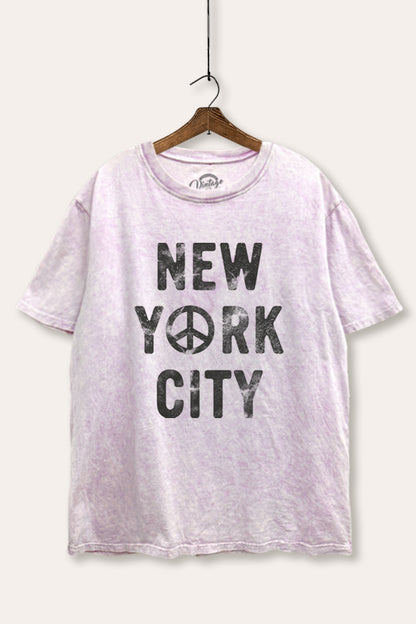New York City Peace Sign Graphic Mineral Wash Boxy Tee