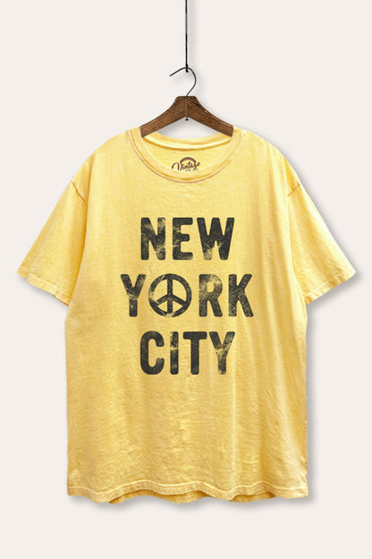 New York City Peace Sign Graphic Mineral Wash Boxy Tee