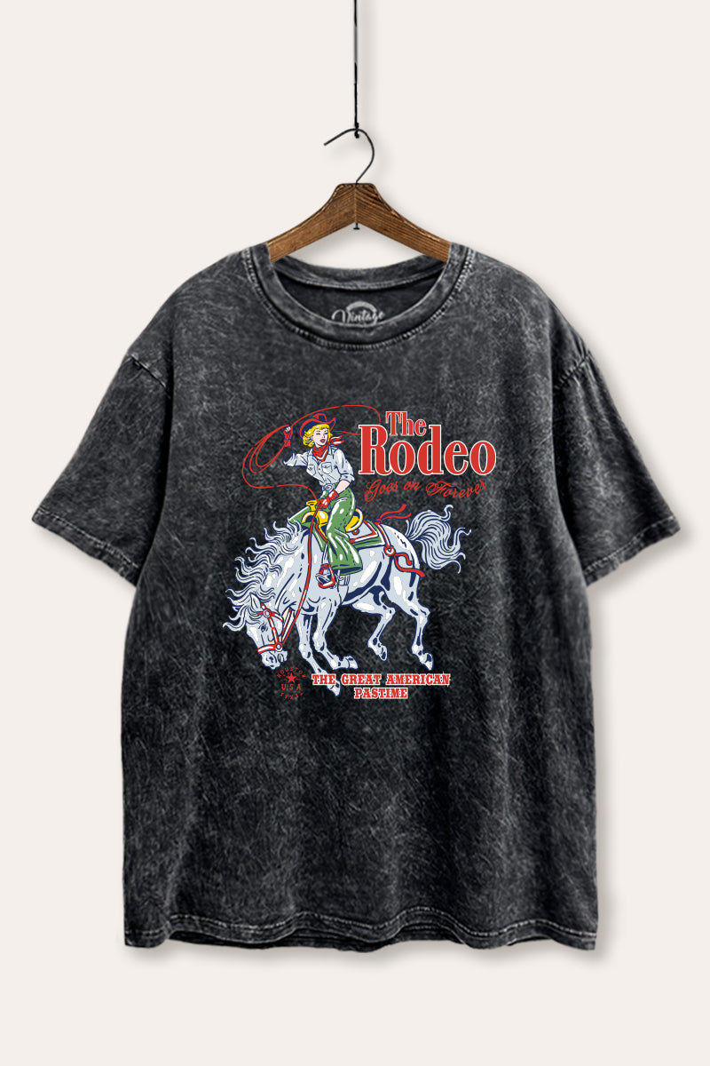 "the rodeo" graphic mineral wash boxy tee