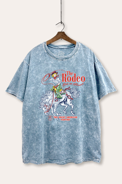 "the rodeo" graphic mineral wash boxy tee