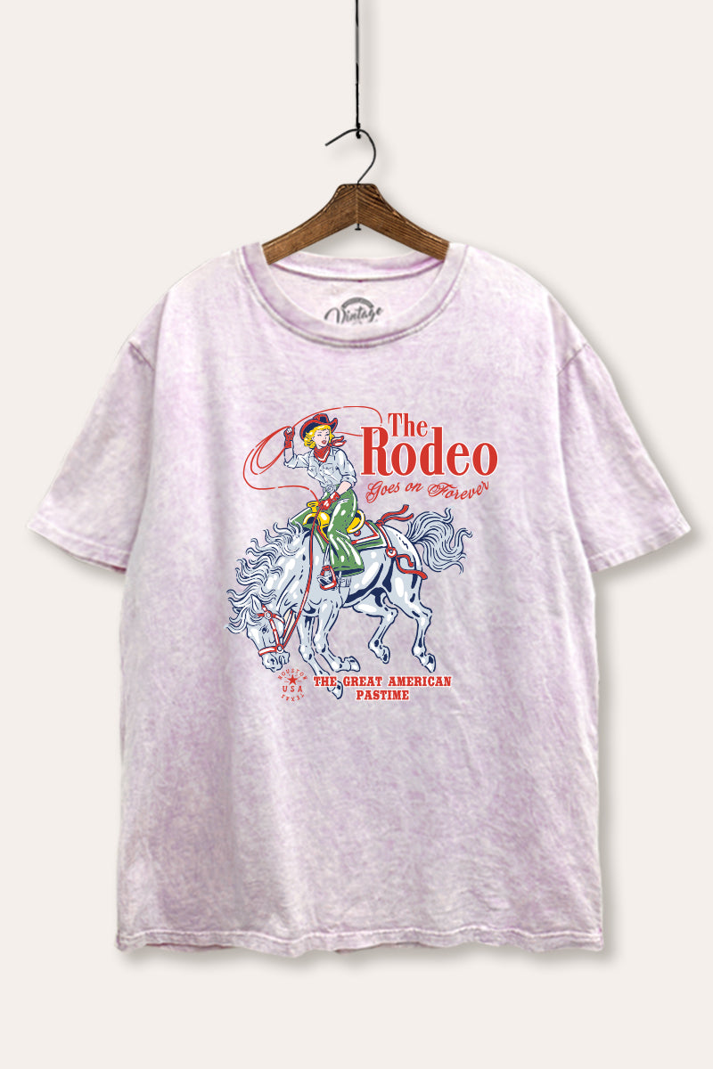 "the rodeo" graphic mineral wash boxy tee