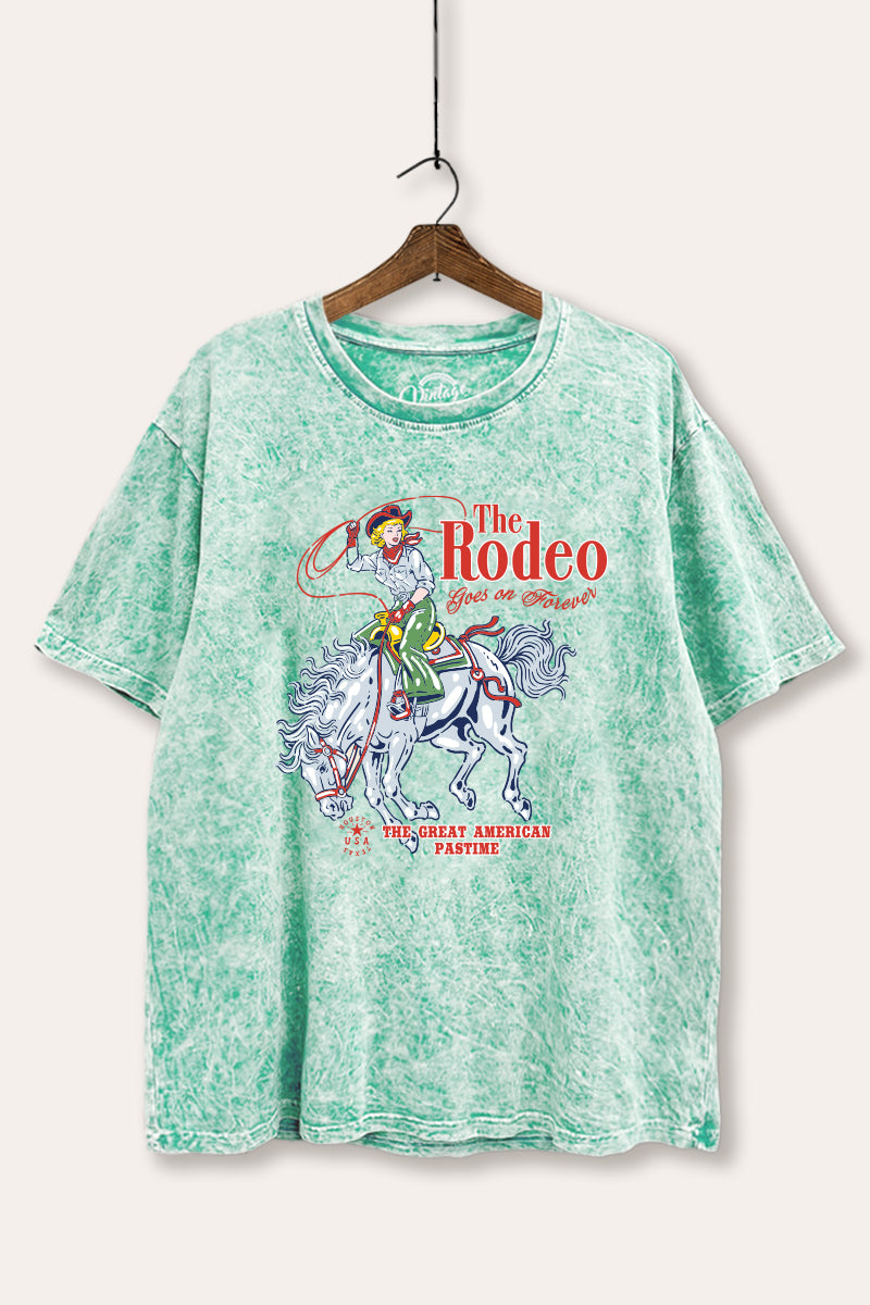 "the rodeo" graphic mineral wash boxy tee