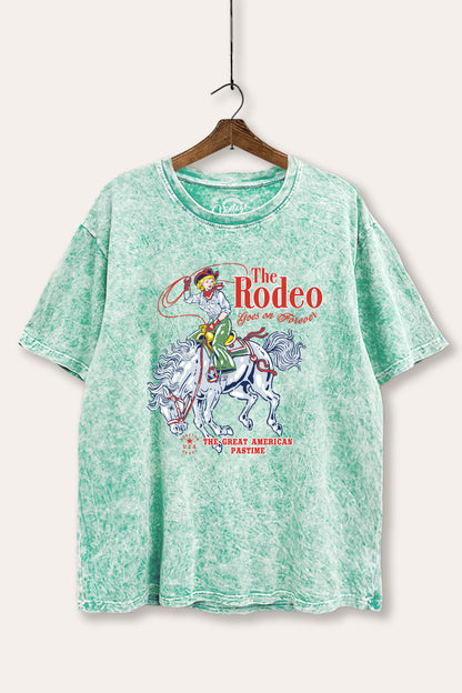 "the rodeo" graphic mineral wash boxy tee