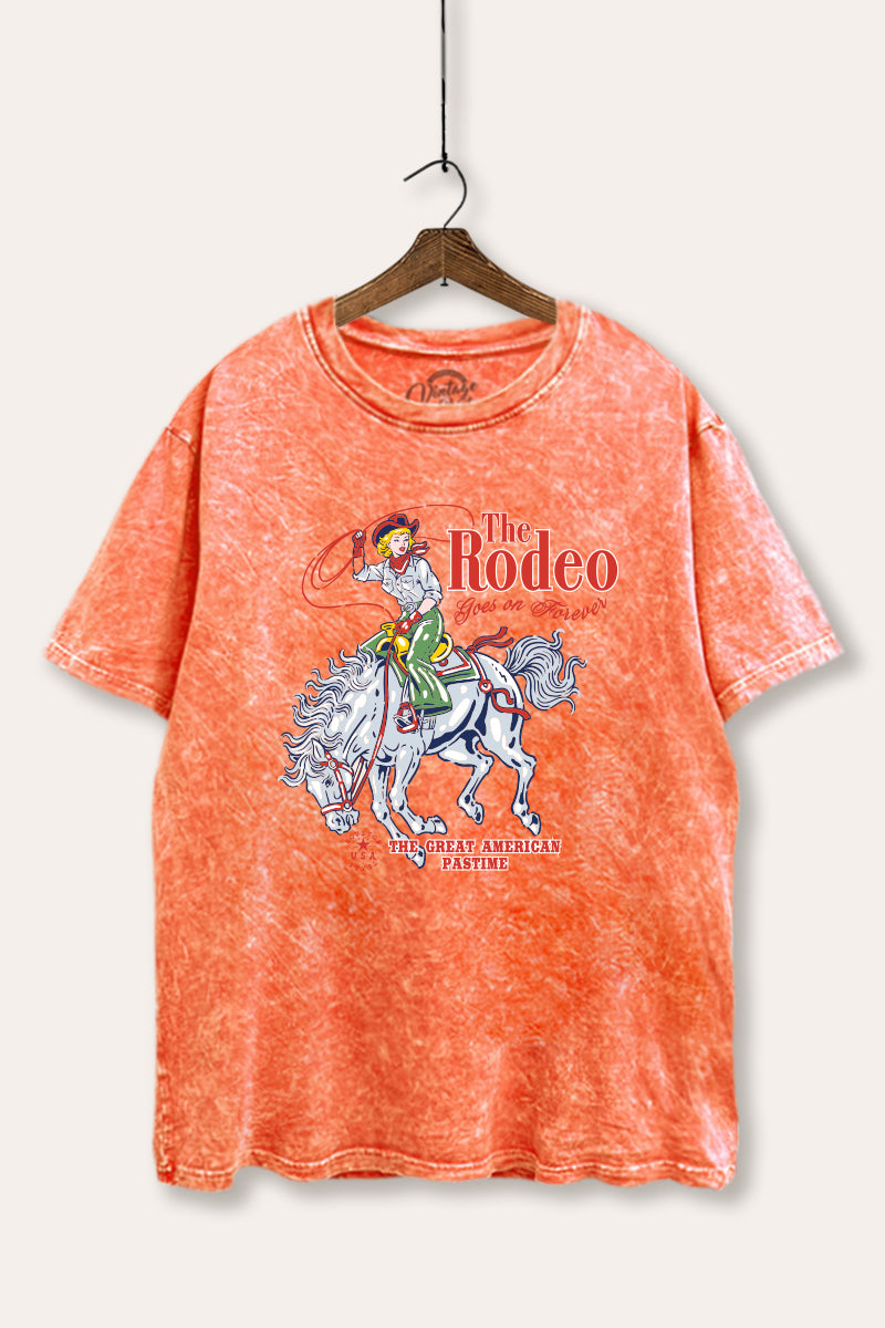"the rodeo" graphic mineral wash boxy tee