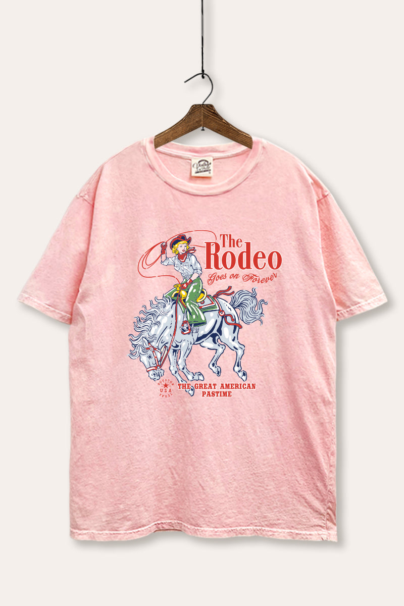 "the rodeo" graphic mineral wash boxy tee