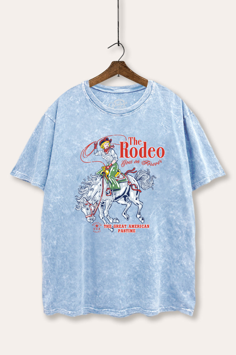 "the rodeo" graphic mineral wash boxy tee