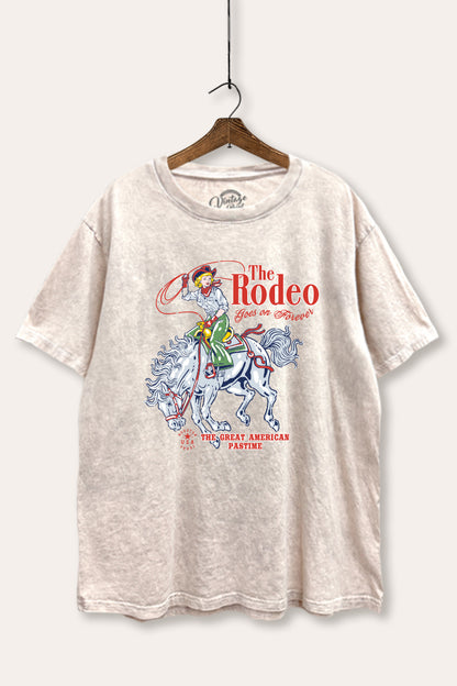 "the rodeo" graphic mineral wash boxy tee