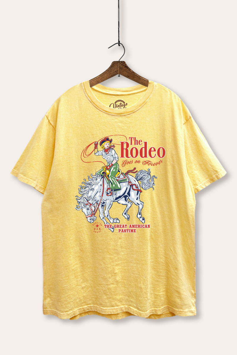 "the rodeo" graphic mineral wash boxy tee