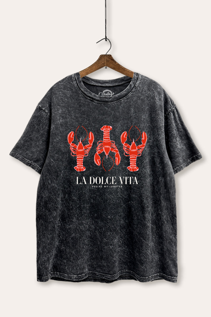 The Sweet Life Lobster Coastal Graphic Mineral Wash Boxy Tee
