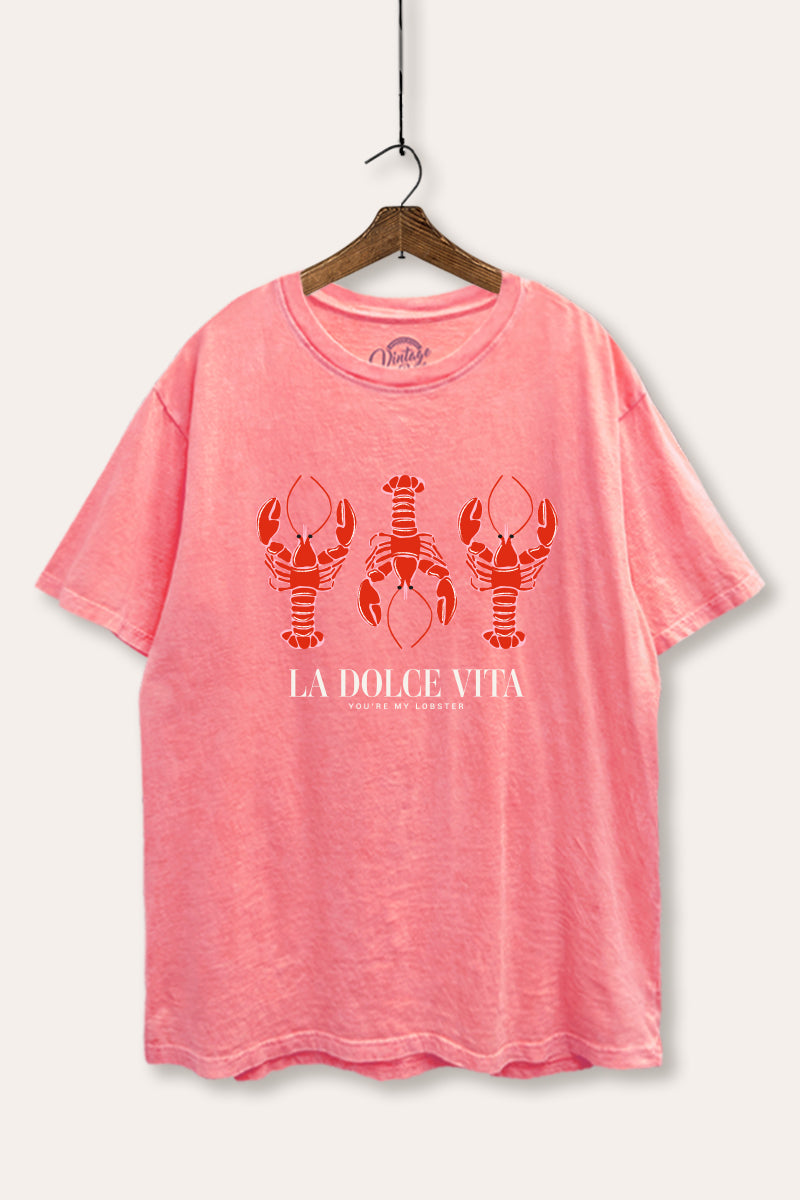 The Sweet Life Lobster Coastal Graphic Mineral Wash Boxy Tee