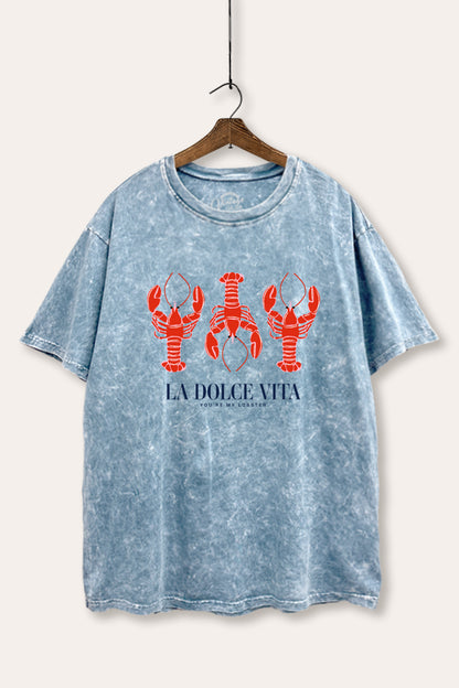 The Sweet Life Lobster Coastal Graphic Mineral Wash Boxy Tee
