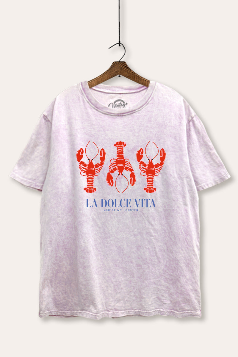 The Sweet Life Lobster Coastal Graphic Mineral Wash Boxy Tee