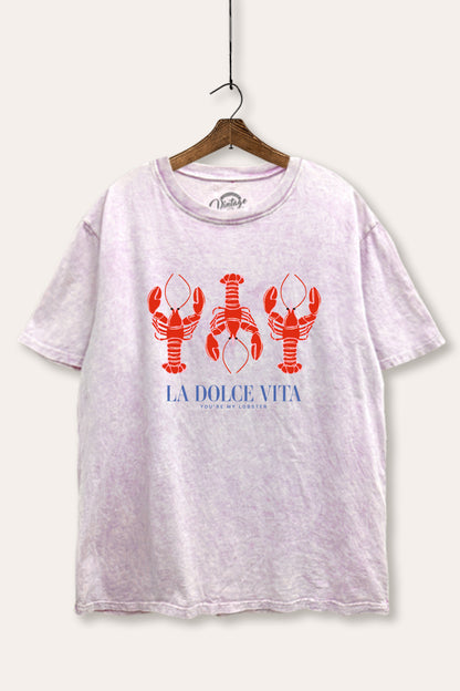The Sweet Life Lobster Coastal Graphic Mineral Wash Boxy Tee
