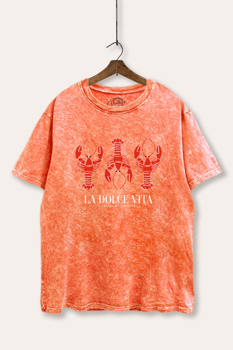 The Sweet Life Lobster Coastal Graphic Mineral Wash Boxy Tee