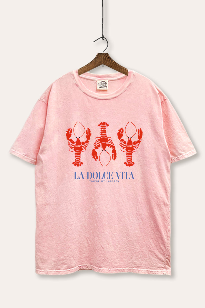 The Sweet Life Lobster Coastal Graphic Mineral Wash Boxy Tee