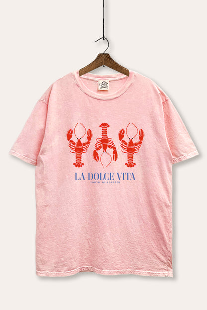 The Sweet Life Lobster Coastal Graphic Mineral Wash Boxy Tee