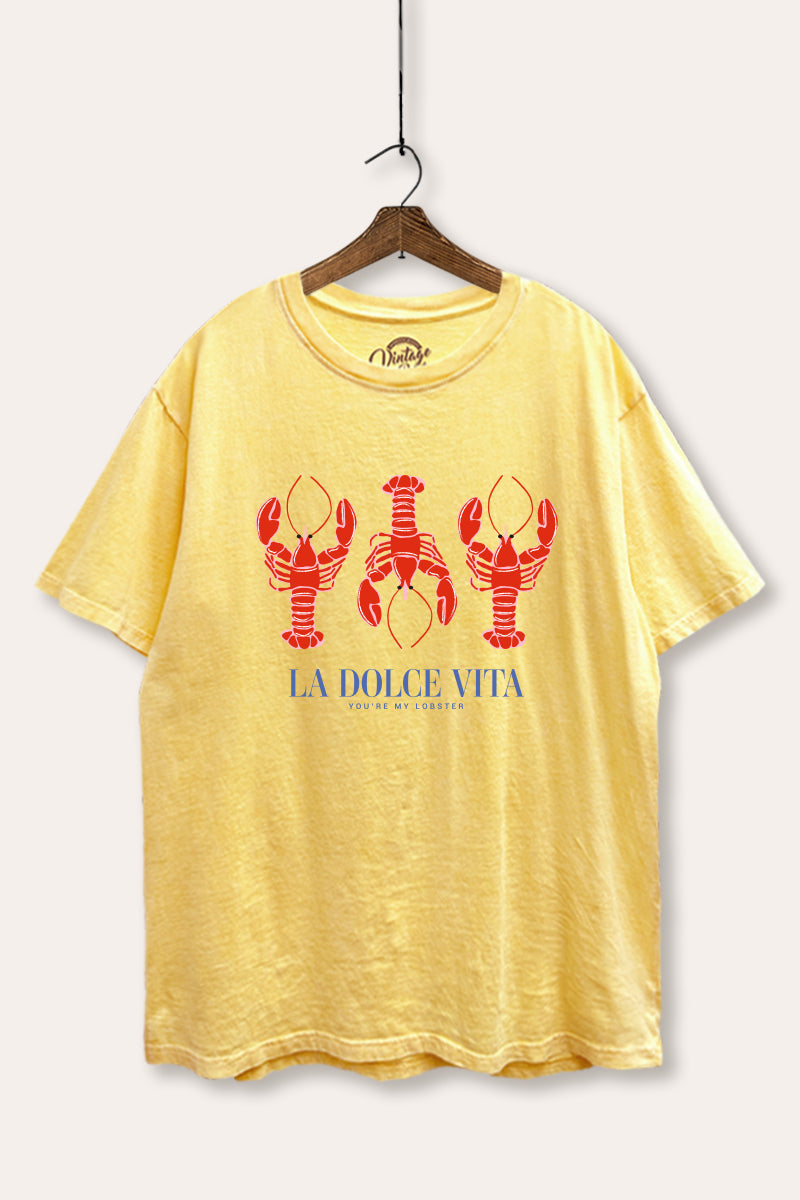 The Sweet Life Lobster Coastal Graphic Mineral Wash Boxy Tee