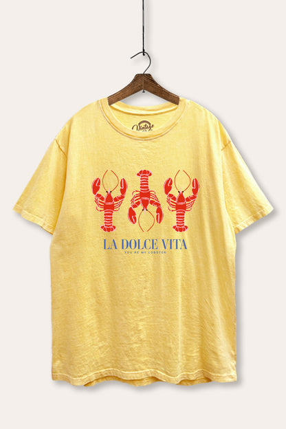 The Sweet Life Lobster Coastal Graphic Mineral Wash Boxy Tee