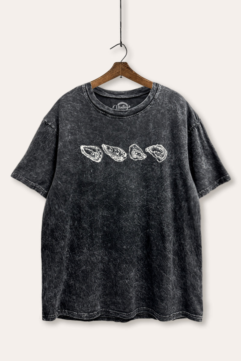 Oyster Coastal Graphic Mineral Wash Boxy Tee