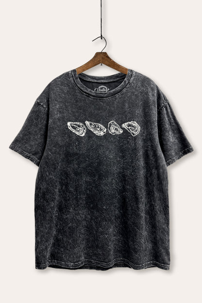 Oyster Coastal Graphic Mineral Wash Boxy Tee