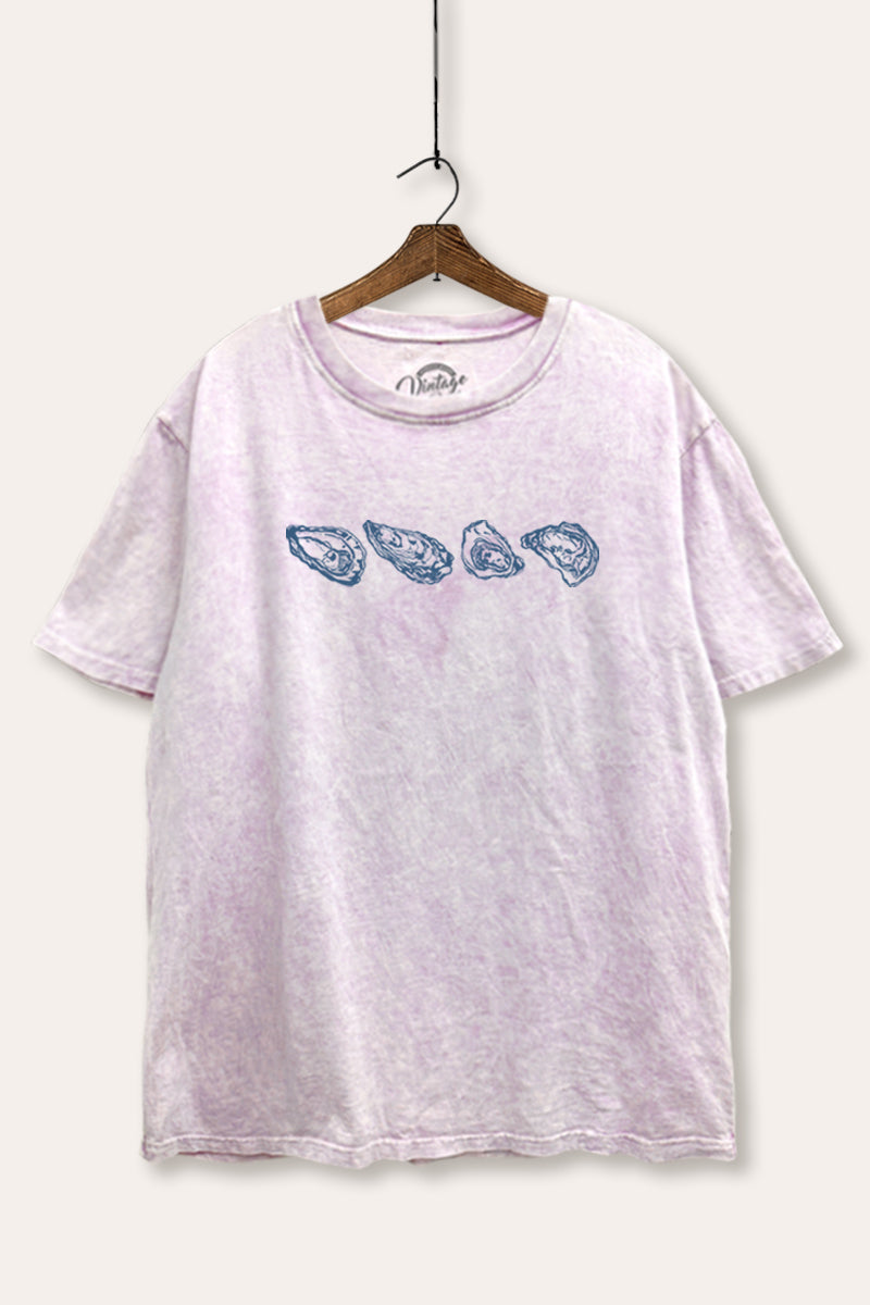Oyster Coastal Graphic Mineral Wash Boxy Tee