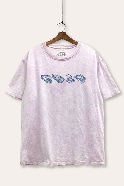 Oyster Coastal Graphic Mineral Wash Boxy Tee