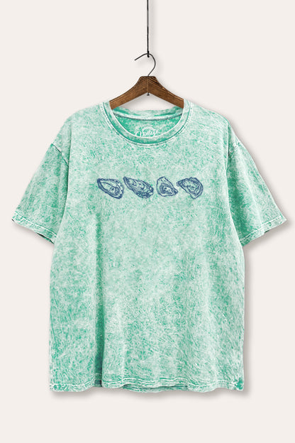 Oyster Coastal Graphic Mineral Wash Boxy Tee