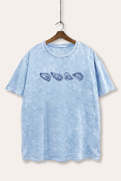 Oyster Coastal Graphic Mineral Wash Boxy Tee