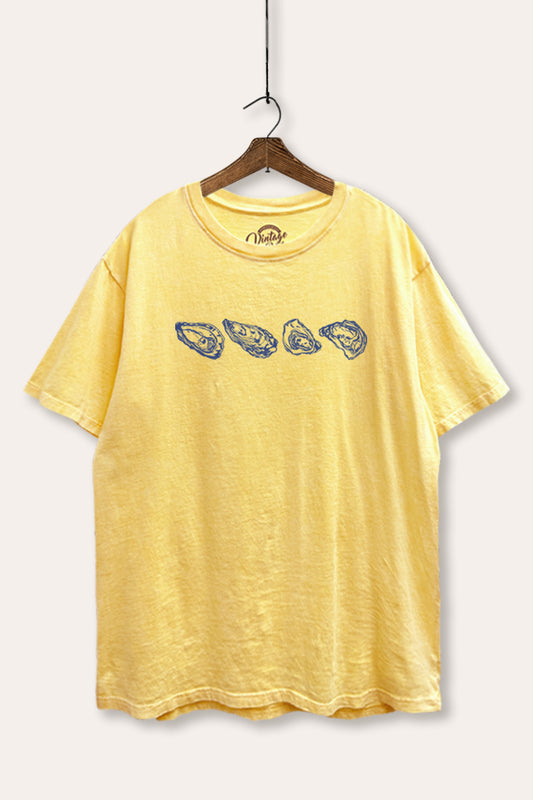Oyster Coastal Graphic Mineral Wash Boxy Tee