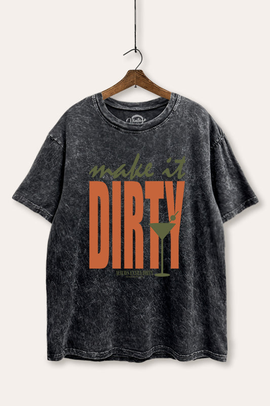 Make It Dirty Martini Graphic Mineral Wash Boxy Tee