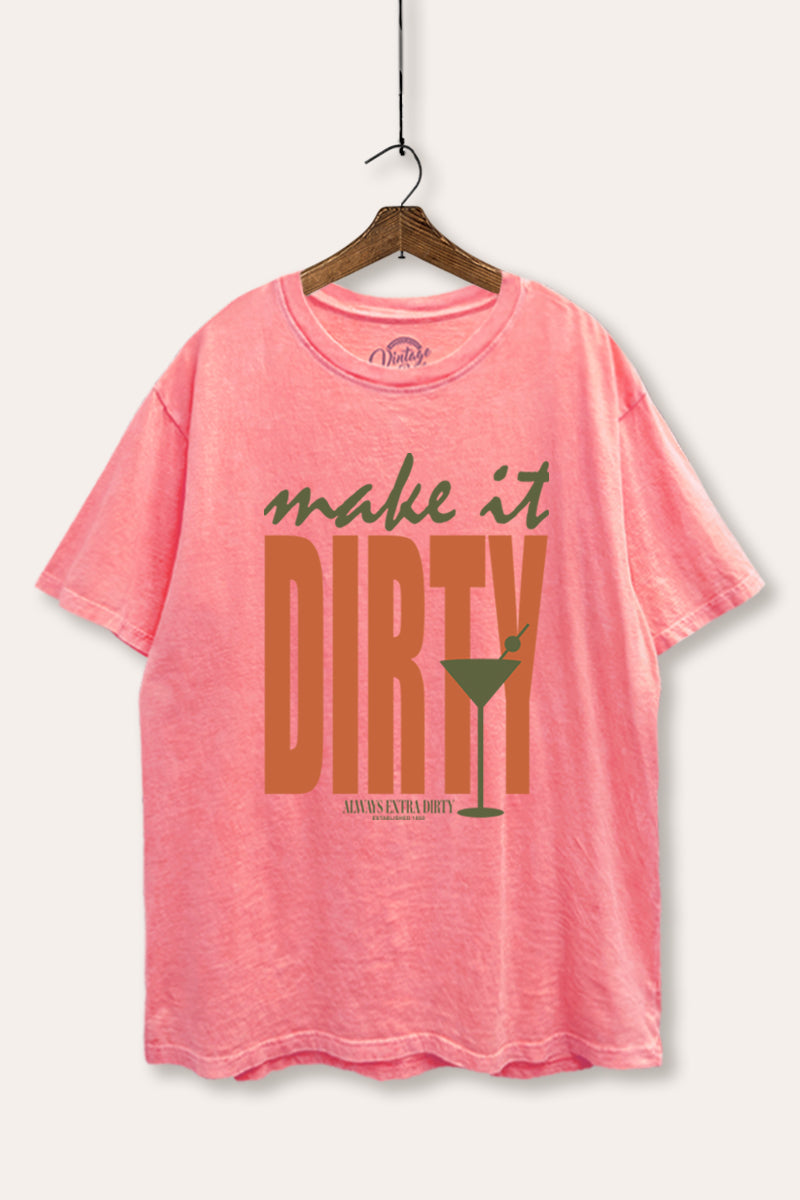 Make It Dirty Martini Graphic Mineral Wash Boxy Tee